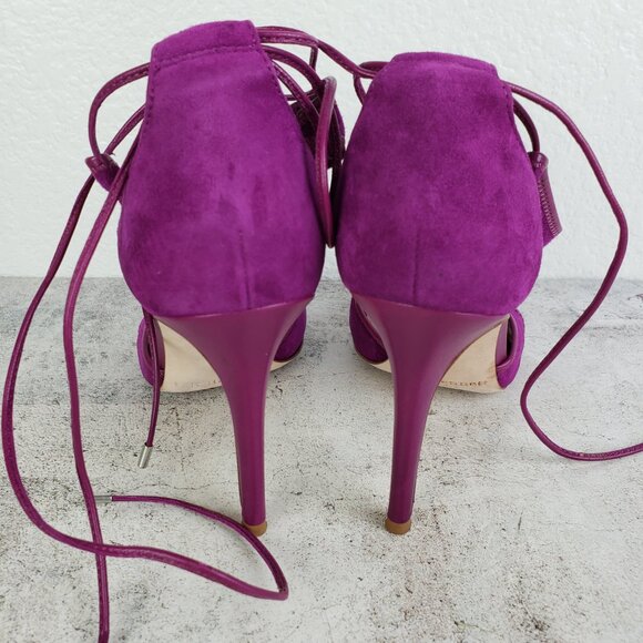 L.K. Bennett Giselle Suede Sandals Strappy Heels Purple 38.5 ASO Nicole Kidman - Picture 12 of 16